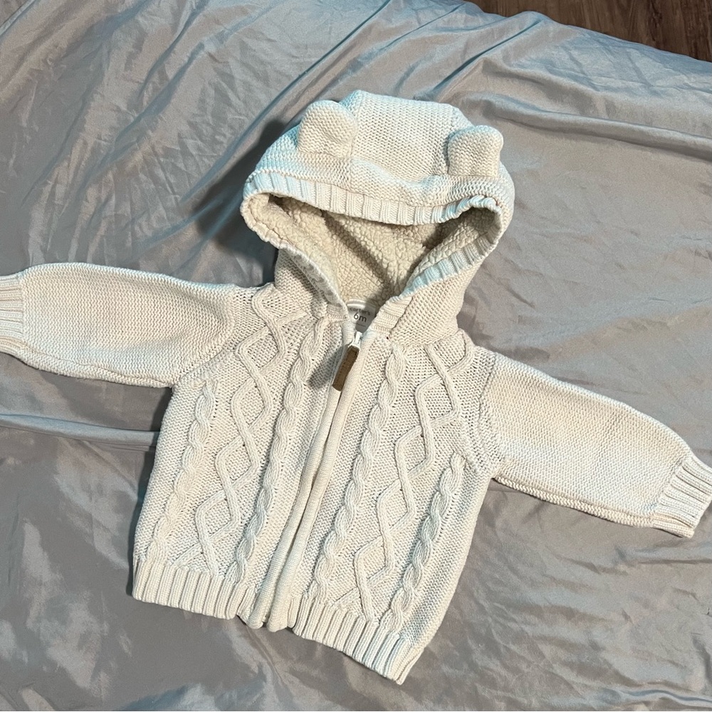 Carter’s Infant Knit Zip Front Hoodie 6M Off White
